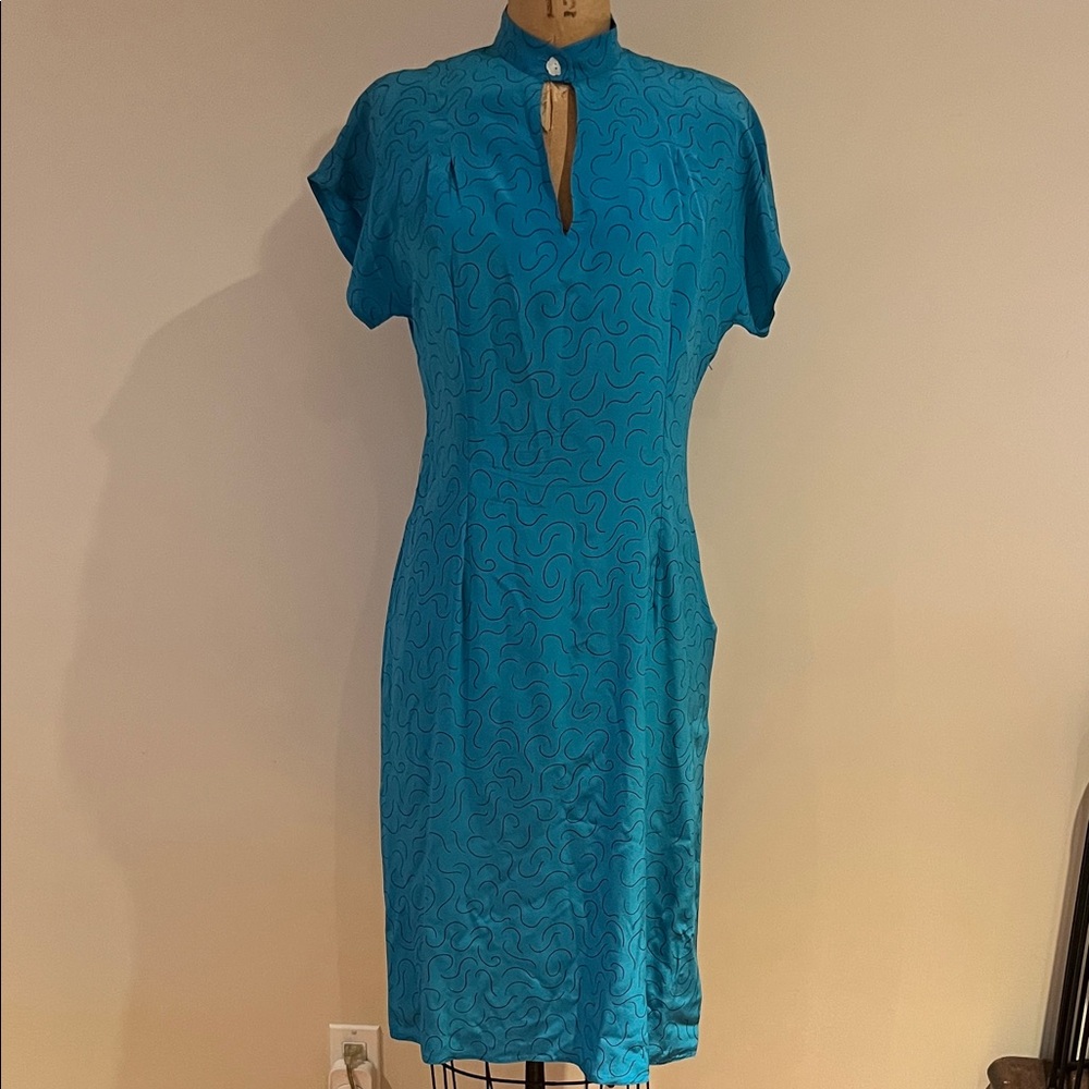 DVF Vintage Silk Mandarin Collar Dress